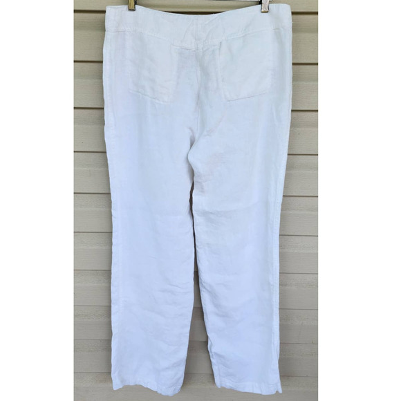 Eileen Fisher White Casual Summer Comfort 100% Linen Pants Size Medium - Picture 2 of 7